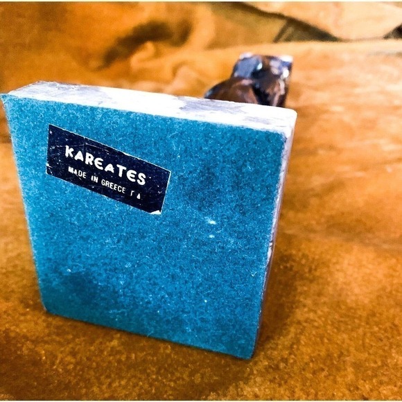 MID Century Kareates Bronze & Marble Greek Statue Sculpture 9 1/2" Tall - Picture 8 of 8